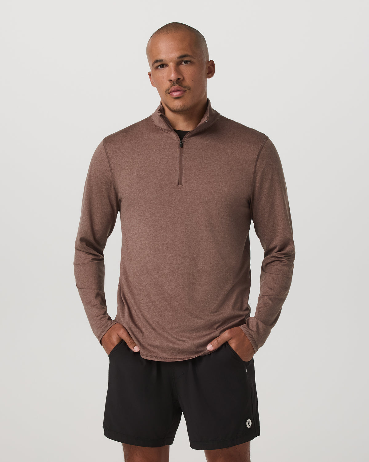 Ponto Half Zip Mock Neck Men's Sable Heather Layer