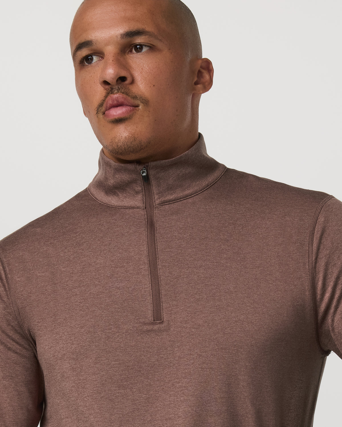 Ponto Half Zip Mock Neck Men's Sable Heather Layer - Image 2