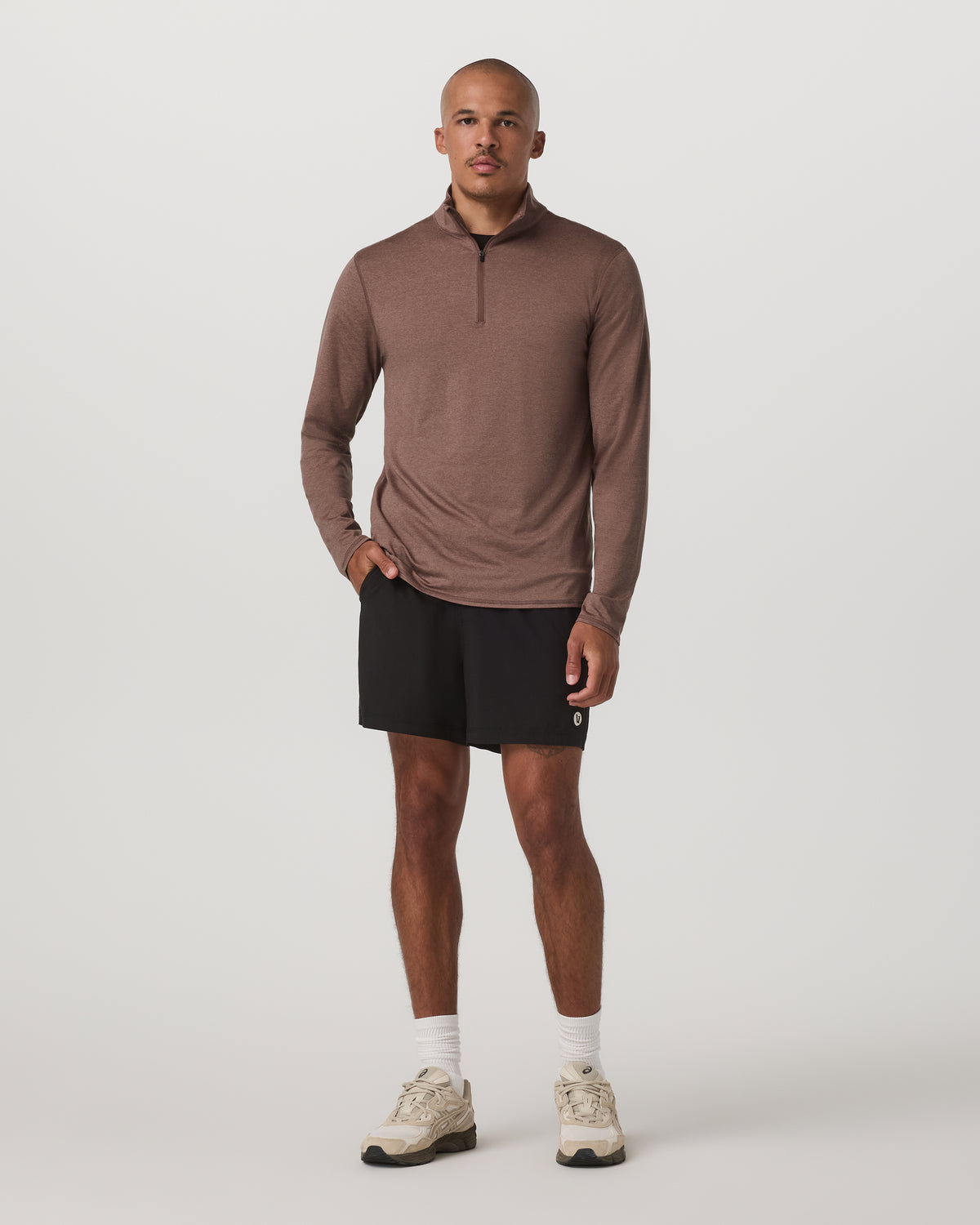Ponto Half Zip Mock Neck Men's Sable Heather Layer - Image 4