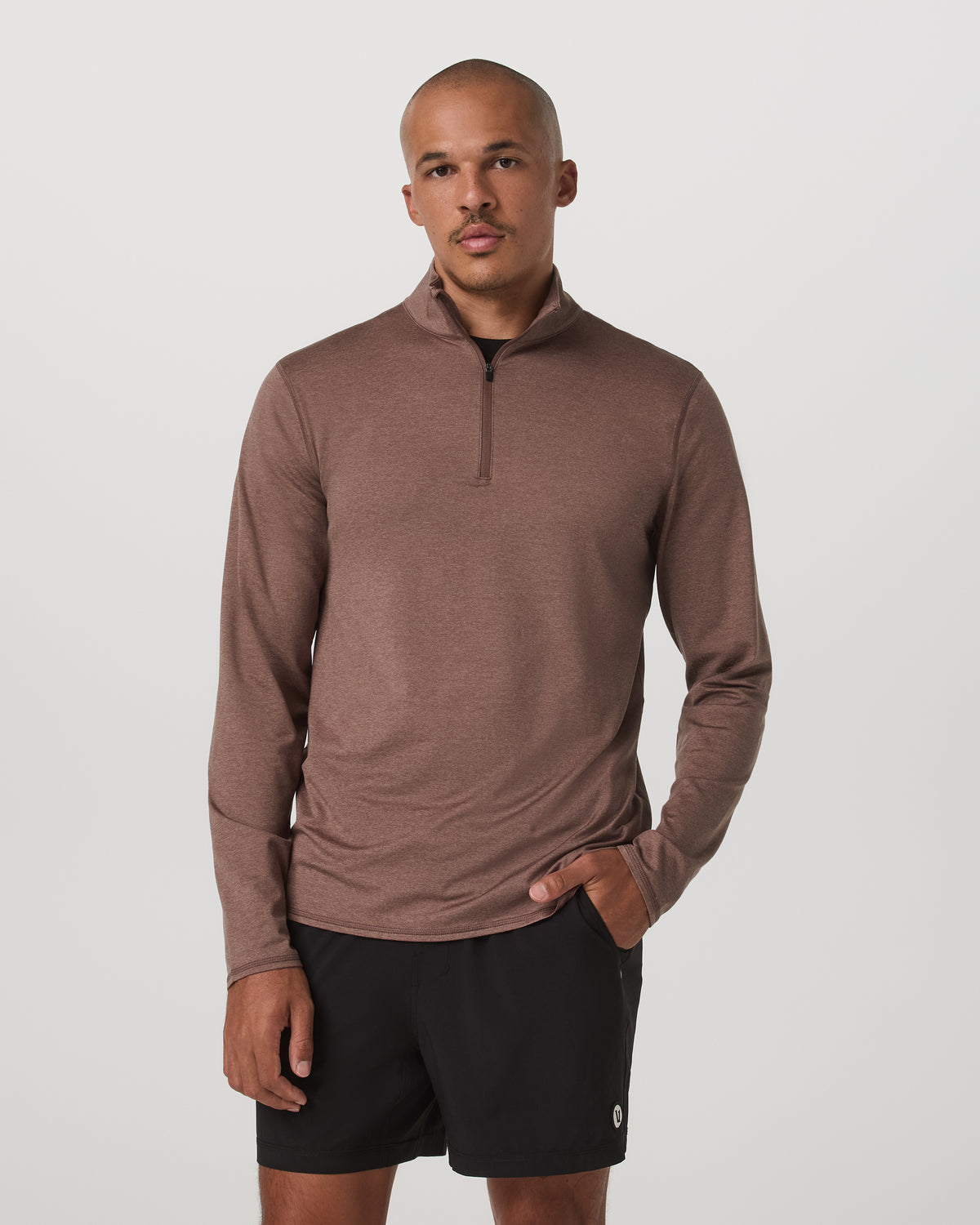 Ponto Half Zip Mock Neck Men's Sable Heather Layer - Image 5
