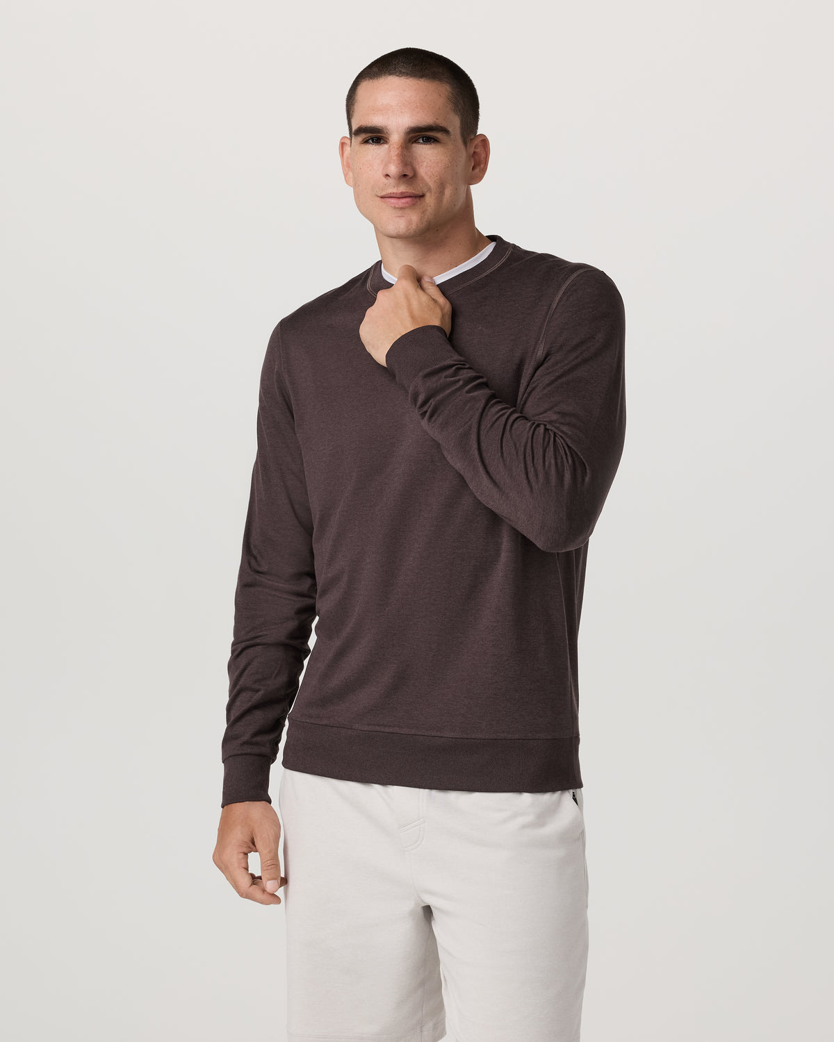Ponto Performance Crew Men's Sangria Heather Crew Neck