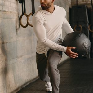 Strato Tech Hoodie Men's Frost Grey Workout Hoodie