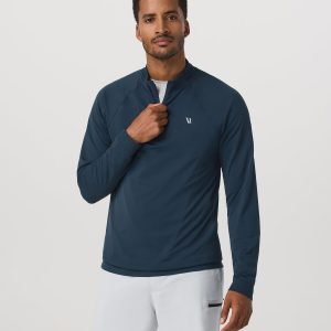 Clearview Seamless Quarter Zip Ocean Blue Long Sleeve