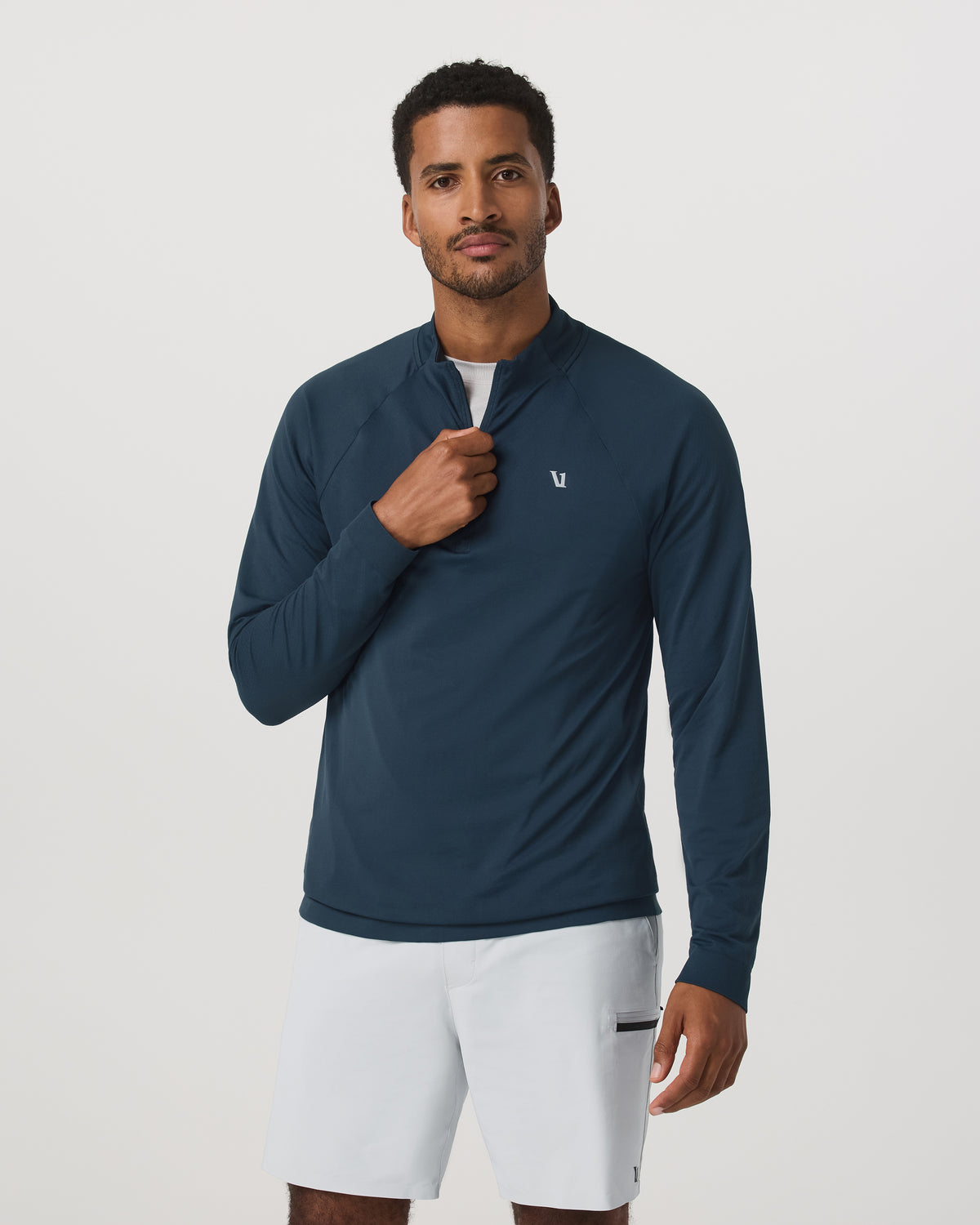 Clearview Seamless Quarter Zip Ocean Blue Long Sleeve