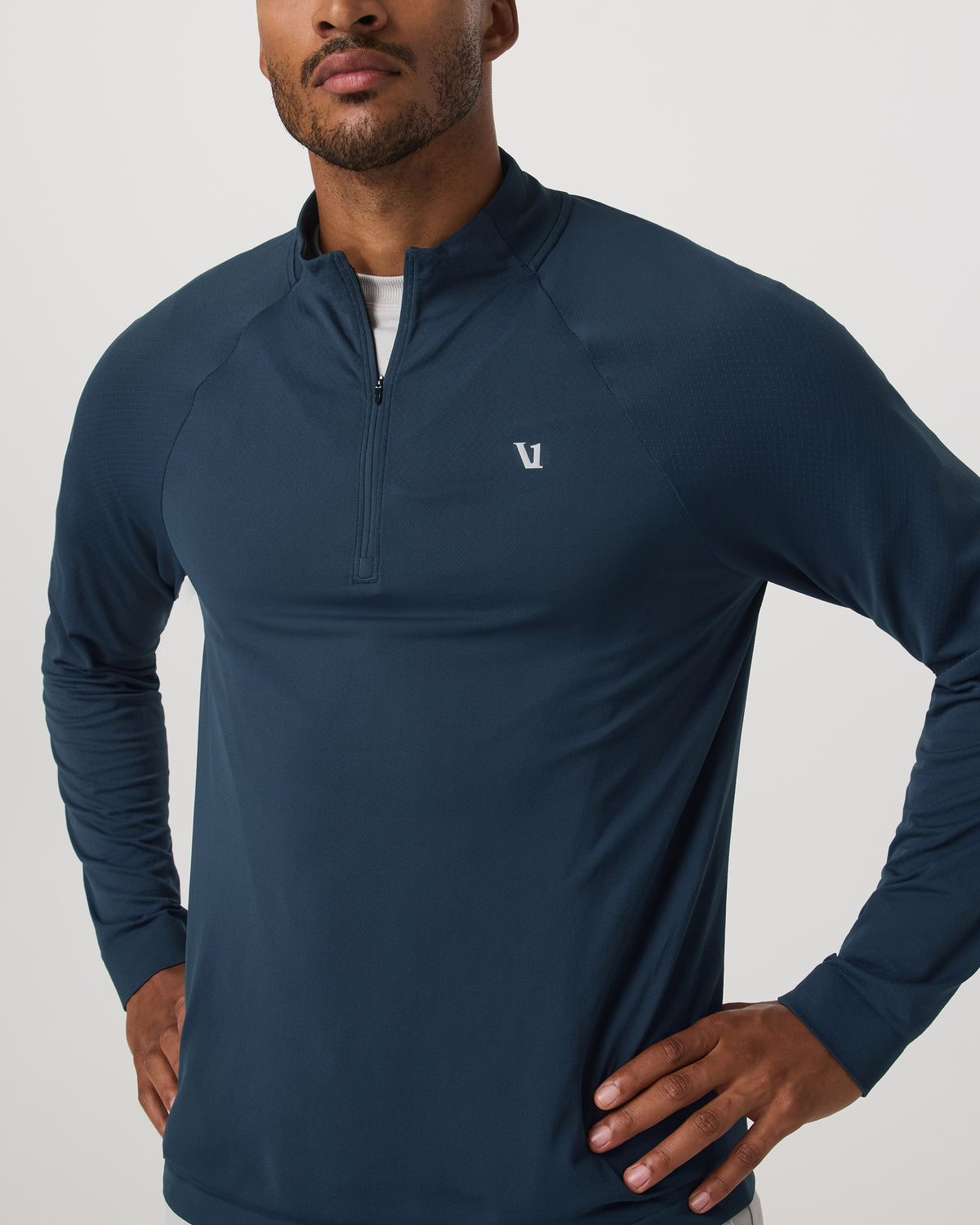 Clearview Seamless Quarter Zip Ocean Blue Long Sleeve - Image 2