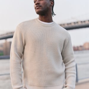 Denver Waffle Crew Sweater Men's Mushroom Wool Sweater
