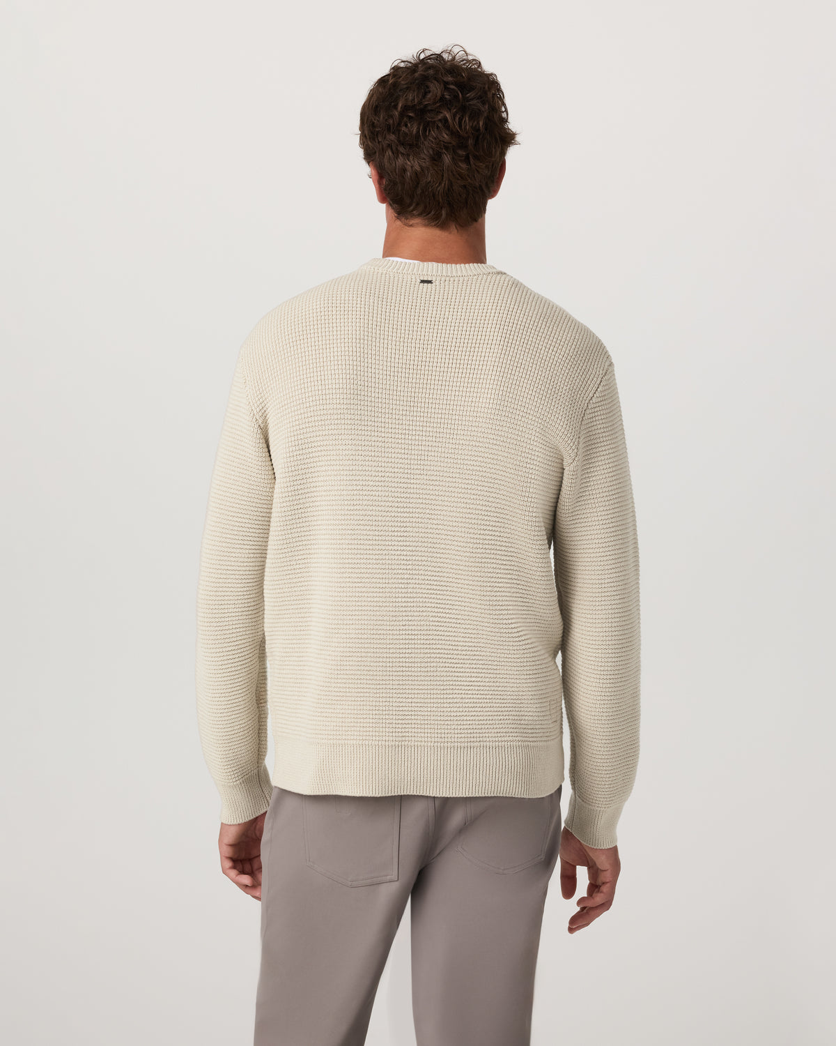 Denver Waffle Crew Sweater Men's Mushroom Wool Sweater - Image 3