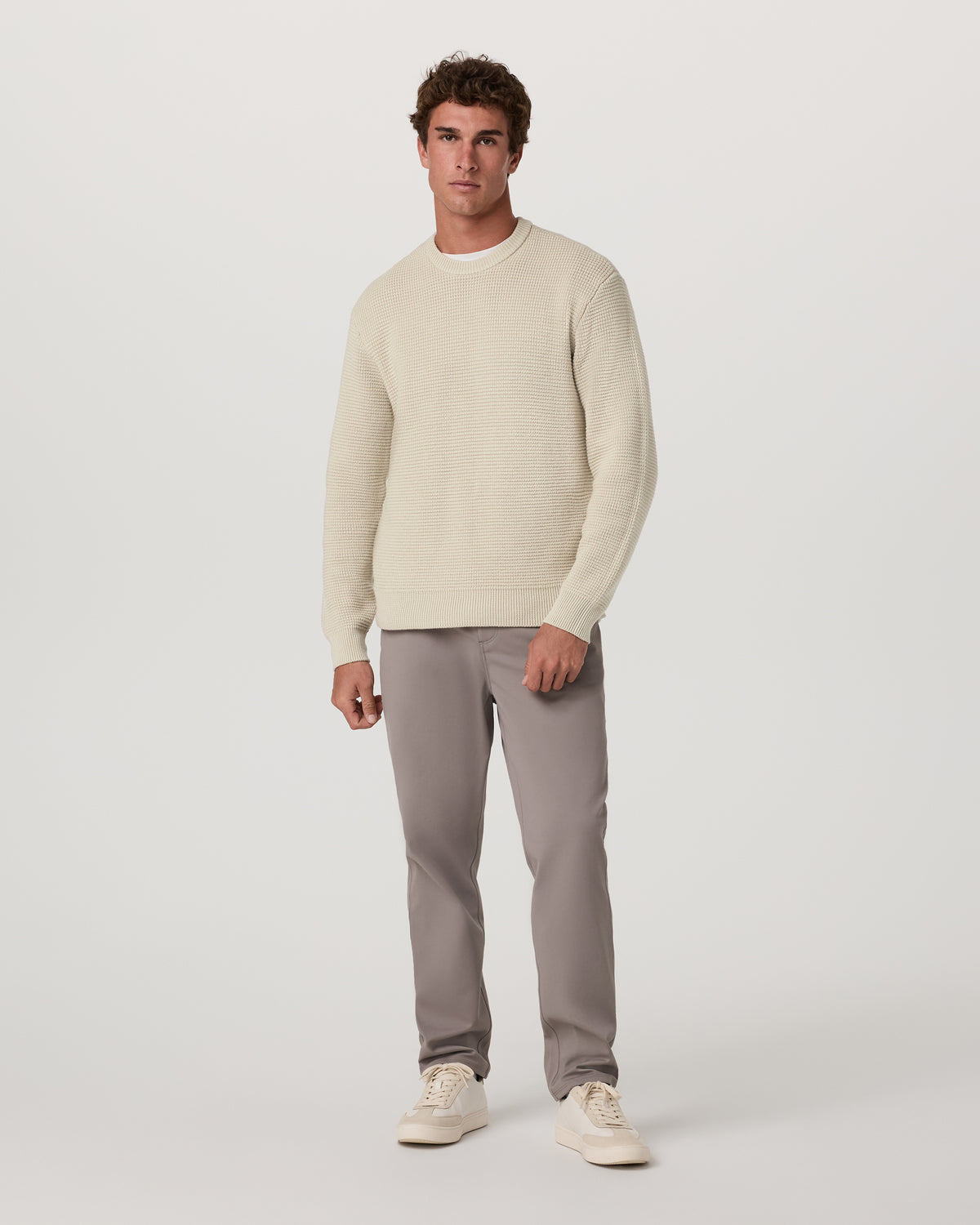 Denver Waffle Crew Sweater Men's Mushroom Wool Sweater - Image 5