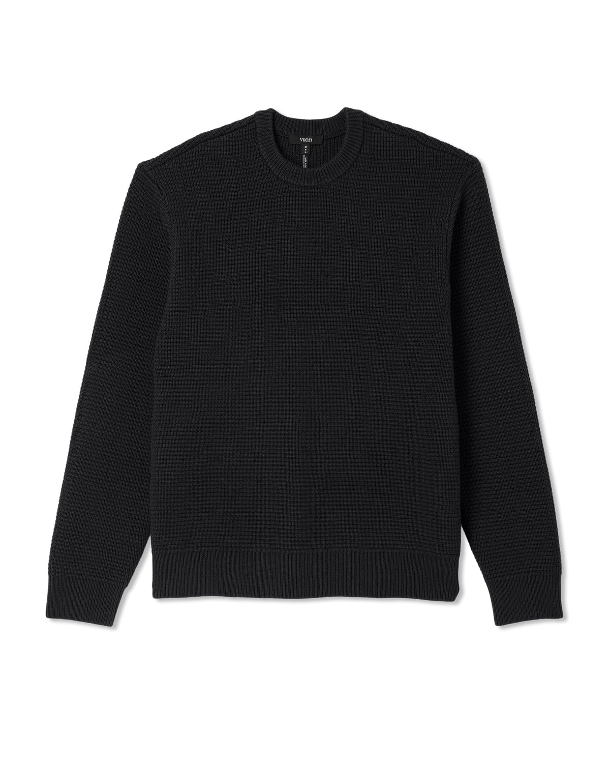 Denver Waffle Crew Sweater Men's Black Wool Sweater - Image 6