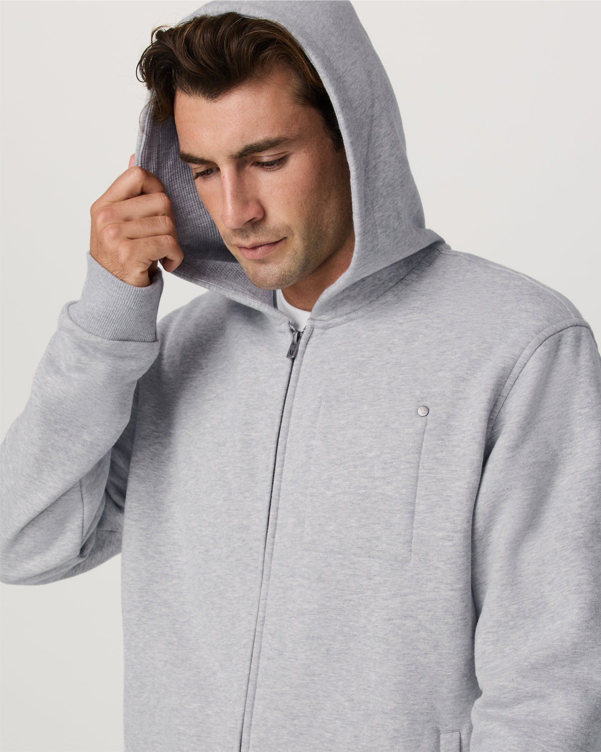 Seaside Full Zip 2.0 Men's Light Heather Grey Hoodie