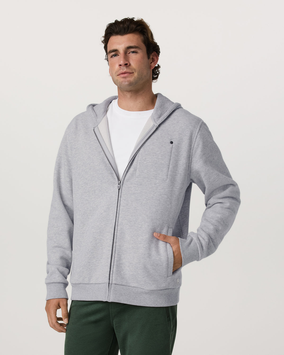 Seaside Full Zip 2.0 Men's Light Heather Grey Hoodie - Image 2