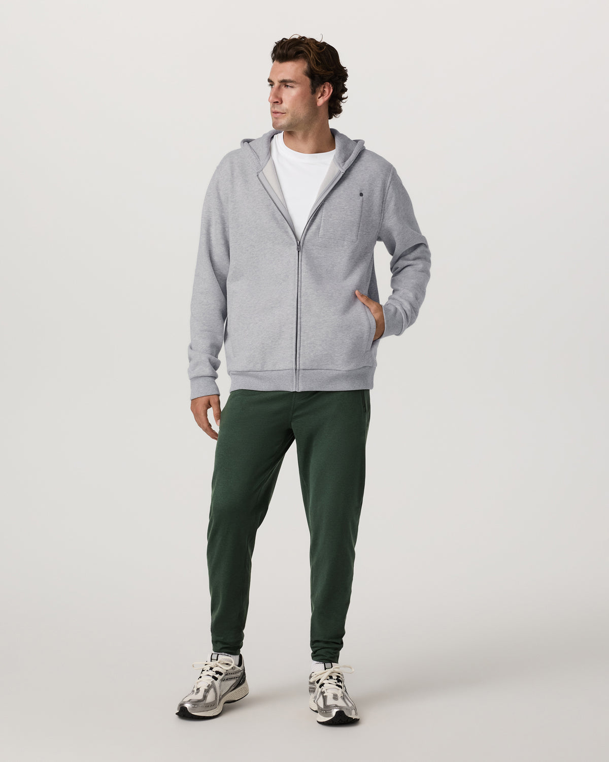 Seaside Full Zip 2.0 Men's Light Heather Grey Hoodie - Image 4