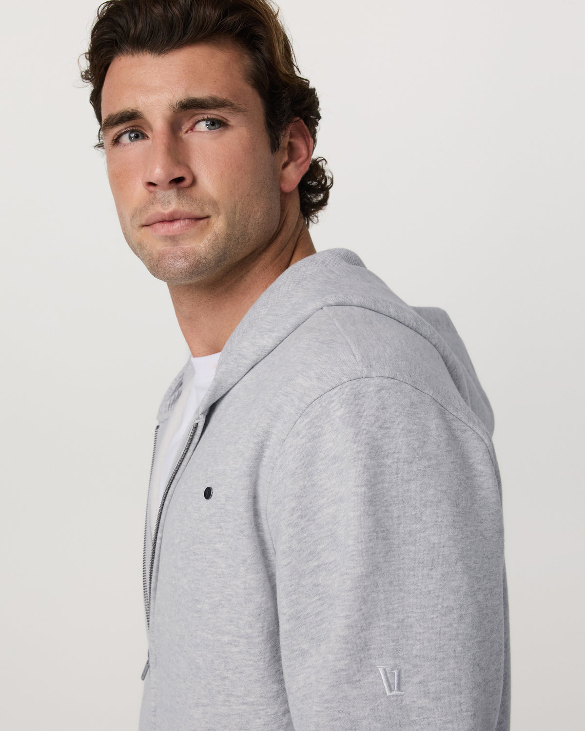 Seaside Full Zip 2.0 Men's Light Heather Grey Hoodie - Image 5