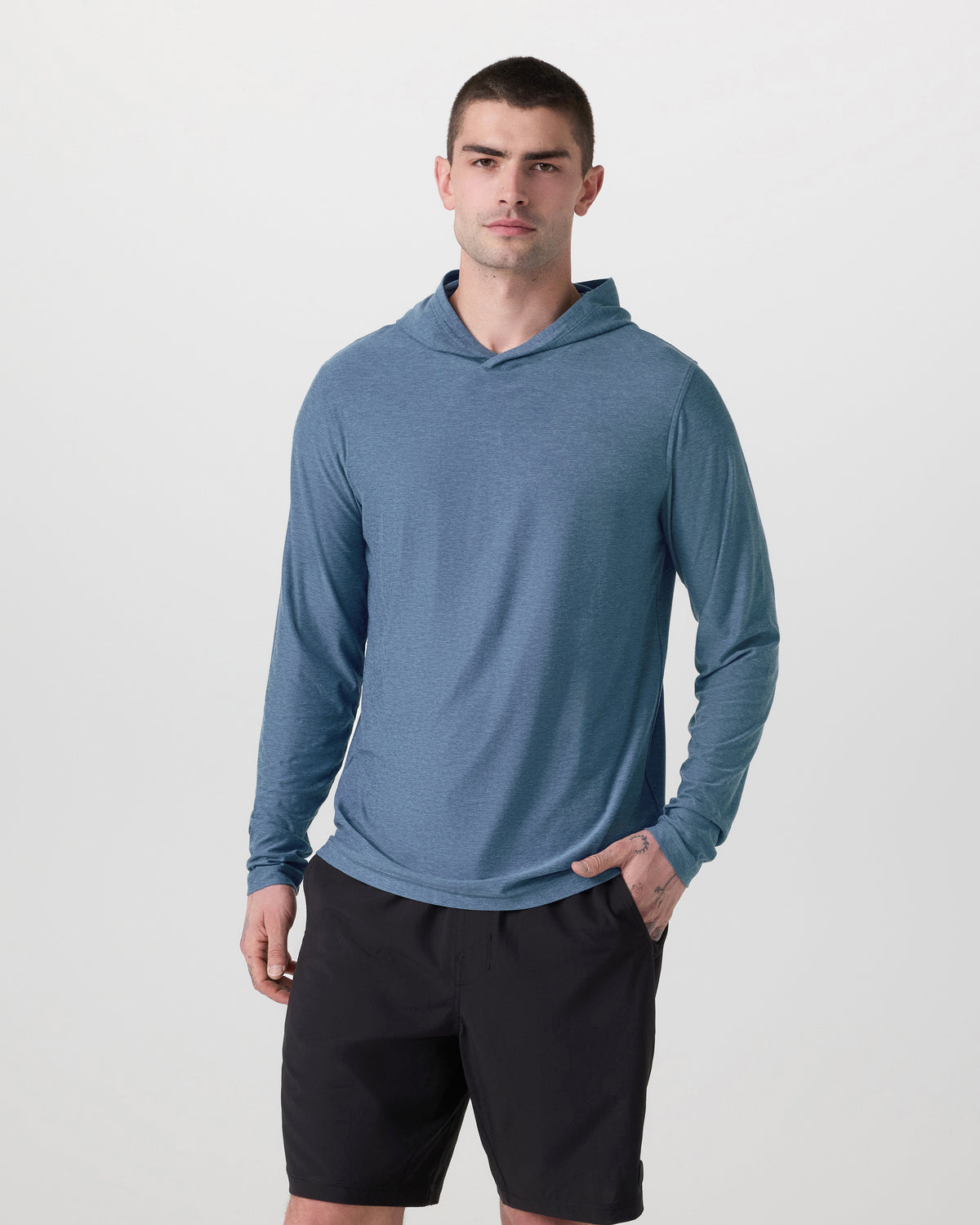 Strato Tech Hoodie Men's Pool Blue Workout Hoodie