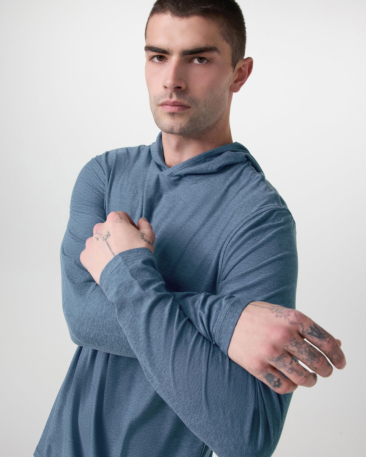 Strato Tech Hoodie Men's Pool Blue Workout Hoodie - Image 2