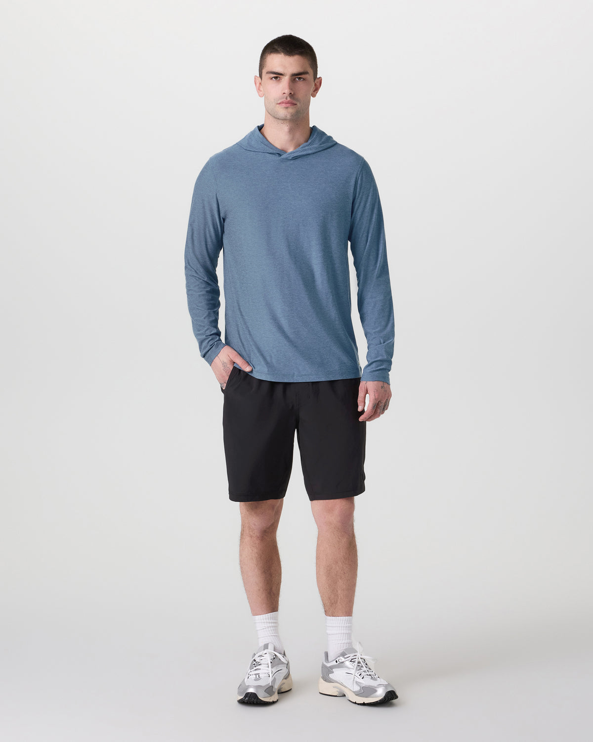 Strato Tech Hoodie Men's Pool Blue Workout Hoodie - Image 4