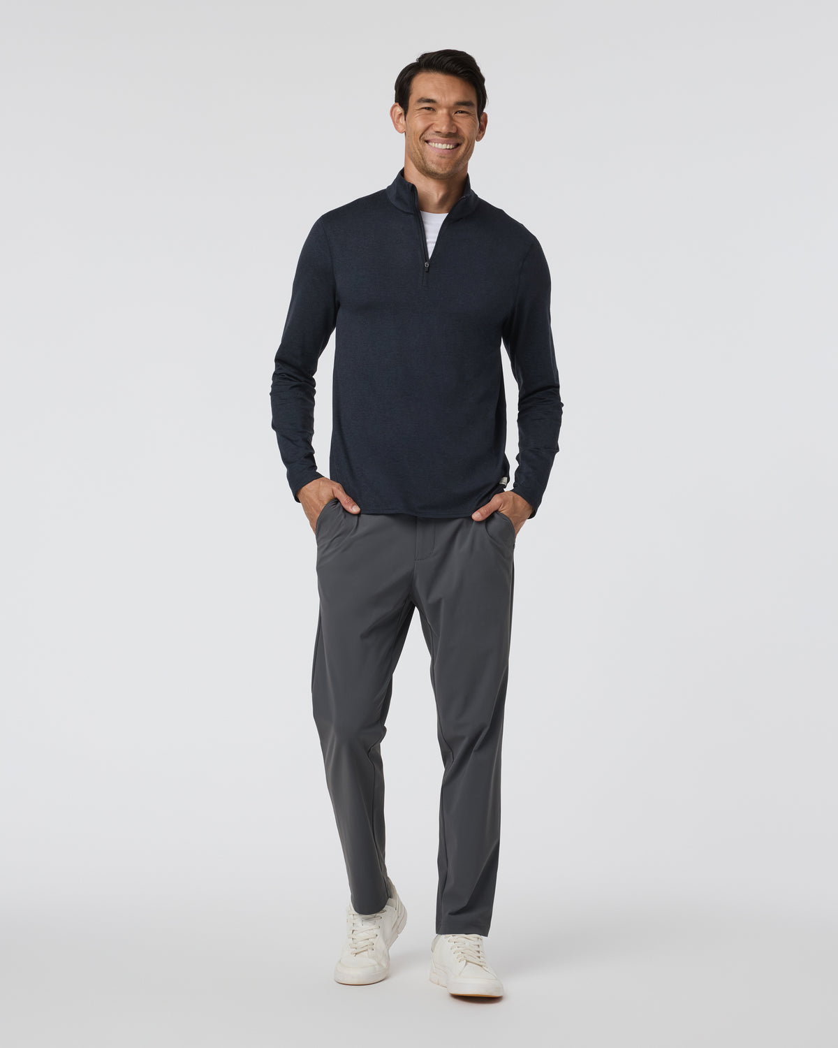 Ponto Half Zip Mock Neck Ink Heather - Image 3