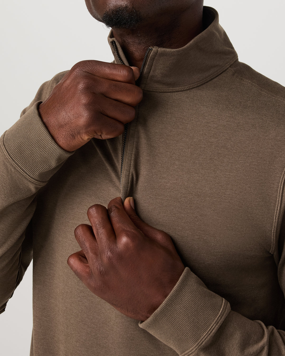 Coronado 1/2 Zip Men's Espresso Heather Pullover - Image 4
