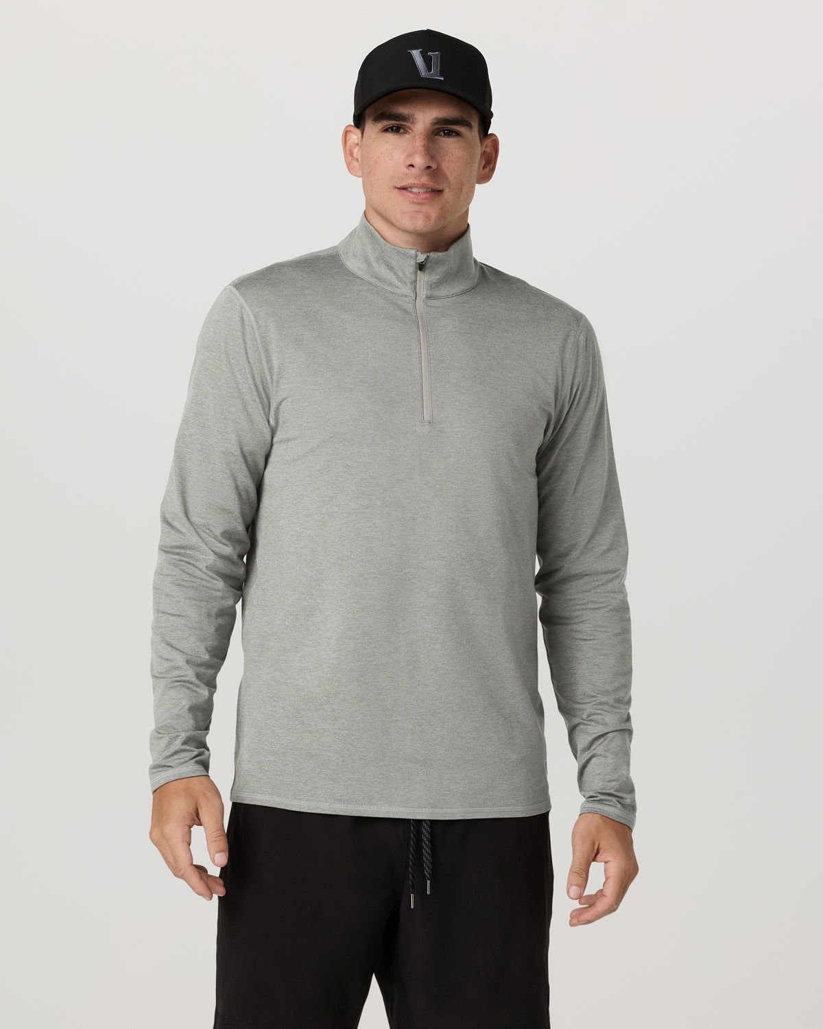 Ponto 1/2 Zip Mock Neck Men's Driftwood Heather Top - Image 2