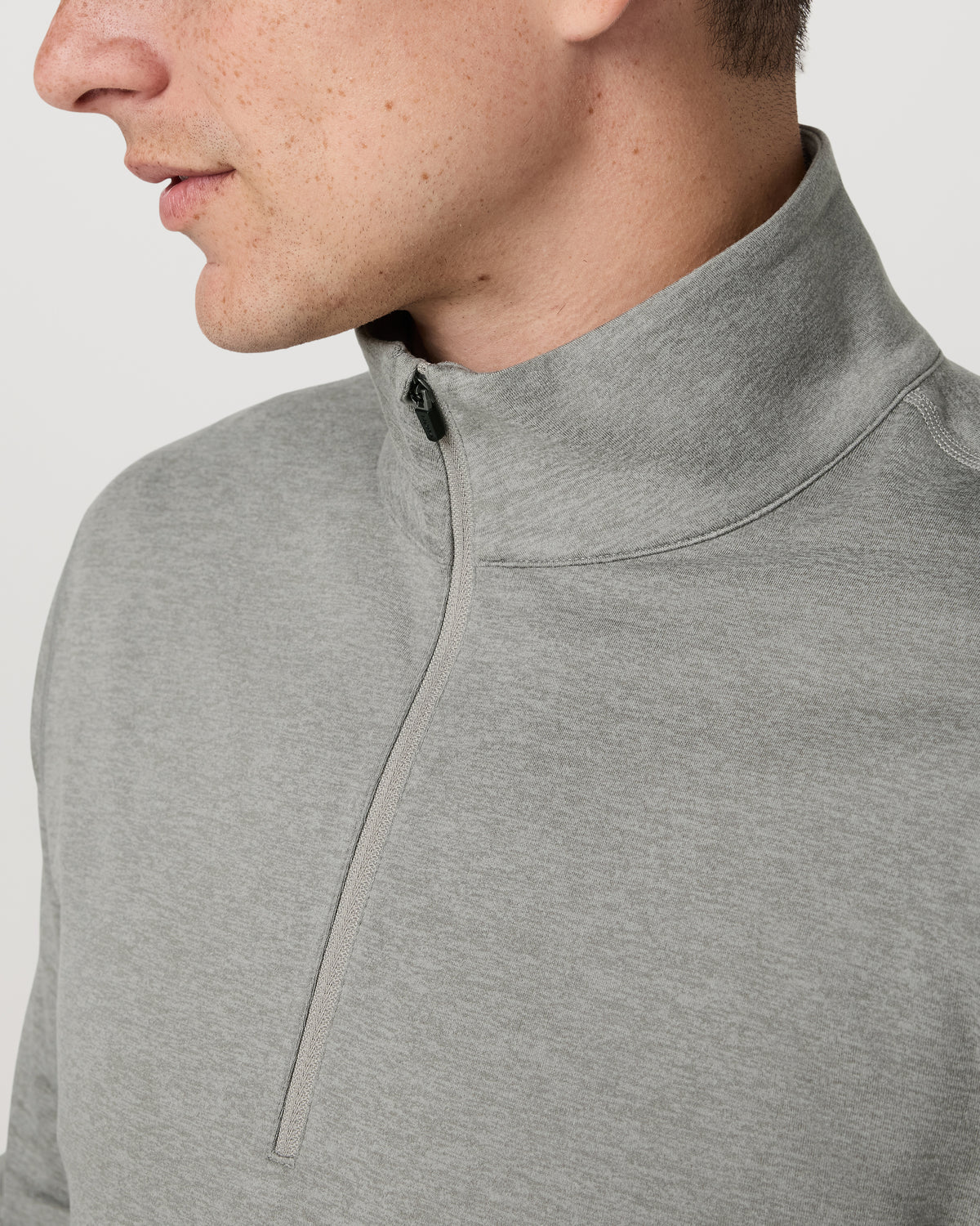 Ponto 1/2 Zip Mock Neck Men's Driftwood Heather Top - Image 3