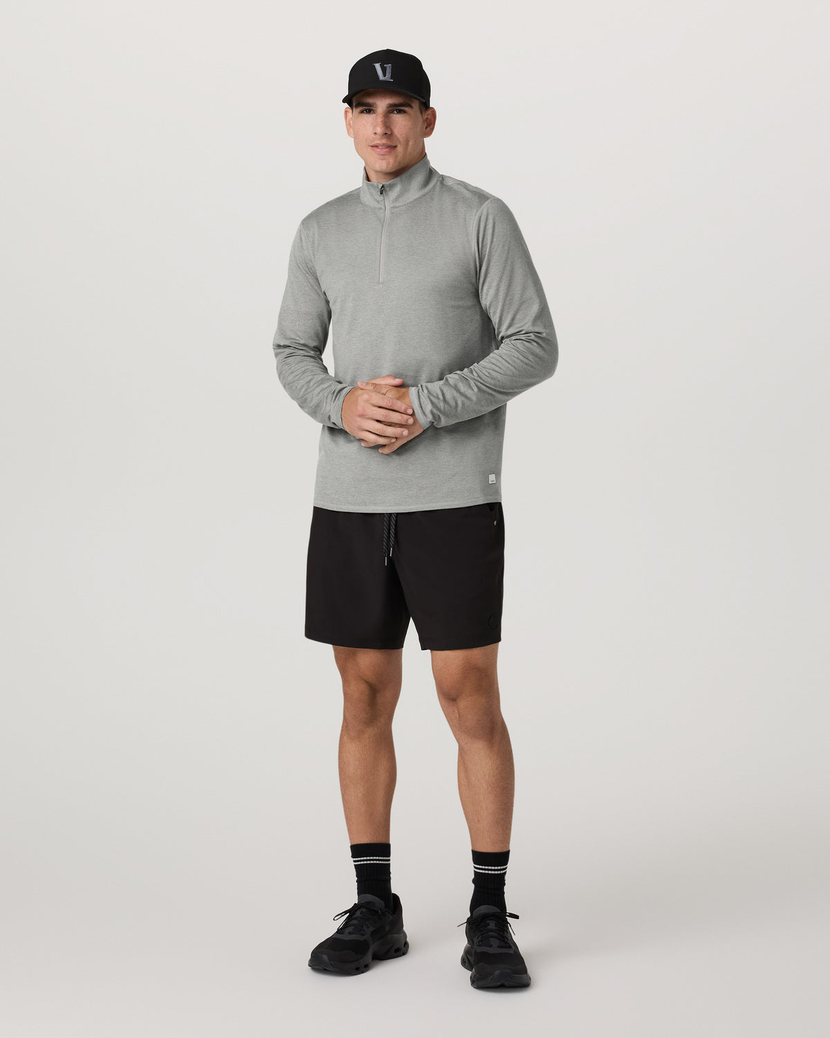 Ponto 1/2 Zip Mock Neck Men's Driftwood Heather Top - Image 5