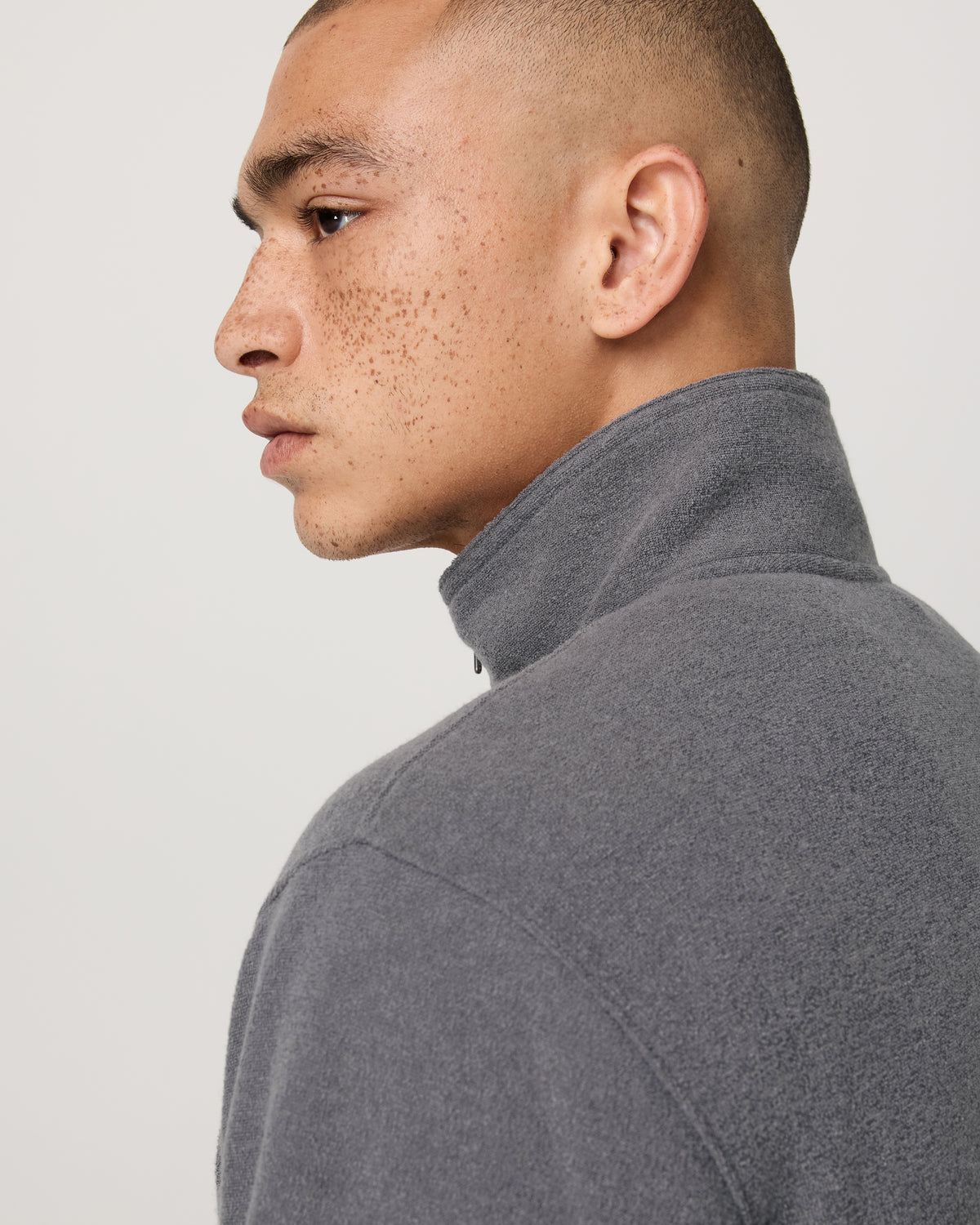 Beach Fleece 1/2 Zip - Relaxed Pinecone Heather Pullover - Image 2
