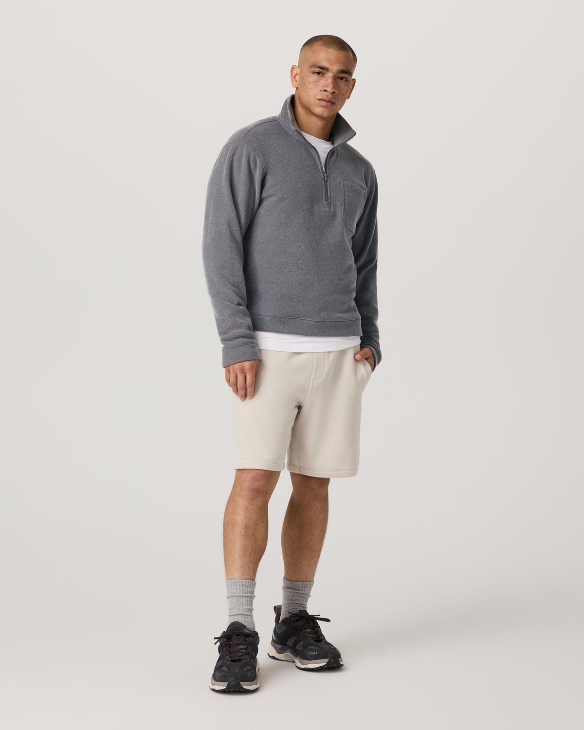 Beach Fleece 1/2 Zip - Relaxed Pinecone Heather Pullover - Image 4