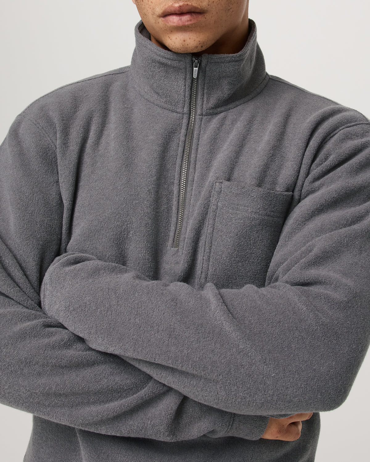 Beach Fleece 1/2 Zip - Relaxed Pinecone Heather Pullover - Image 5