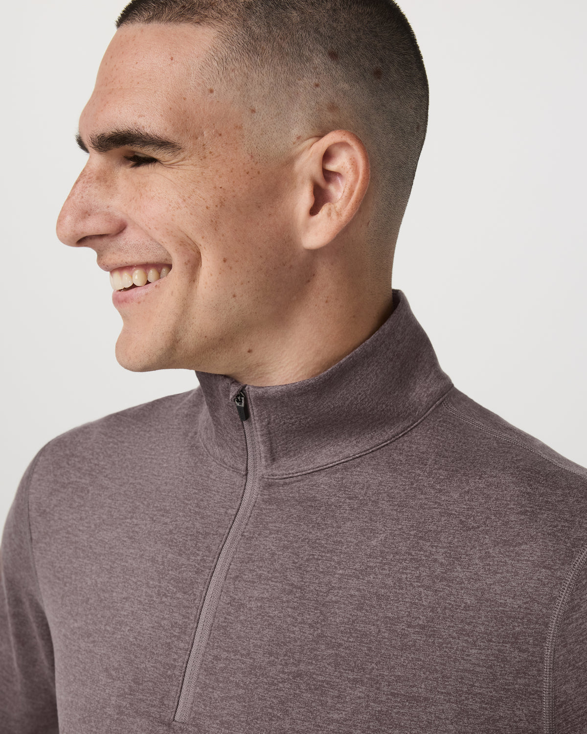 Ponto 1/2 Zip Mock Neck Men's Huckleberry Heather Top - Image 2