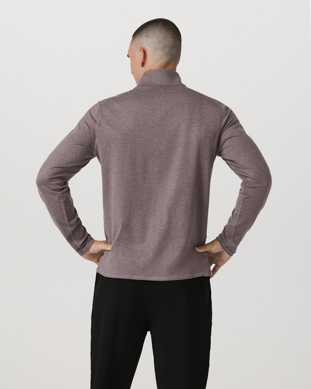 Ponto 1/2 Zip Mock Neck Men's Huckleberry Heather Top - Image 3