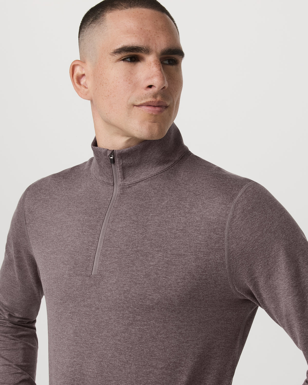 Ponto 1/2 Zip Mock Neck Men's Huckleberry Heather Top - Image 5