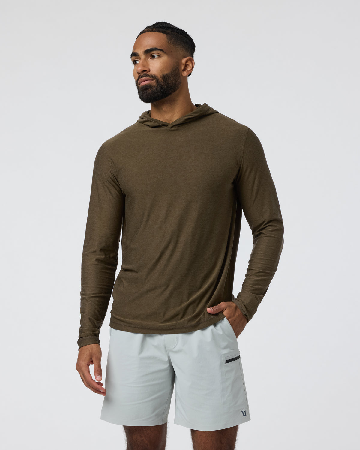 Strato Tech Hoodie Men's Moss Green Workout Hoodie - Image 3