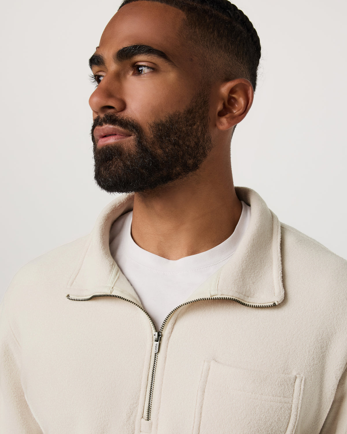 Beach Fleece 1/2 Zip - Relaxed Bone Heather Pullover - Image 2