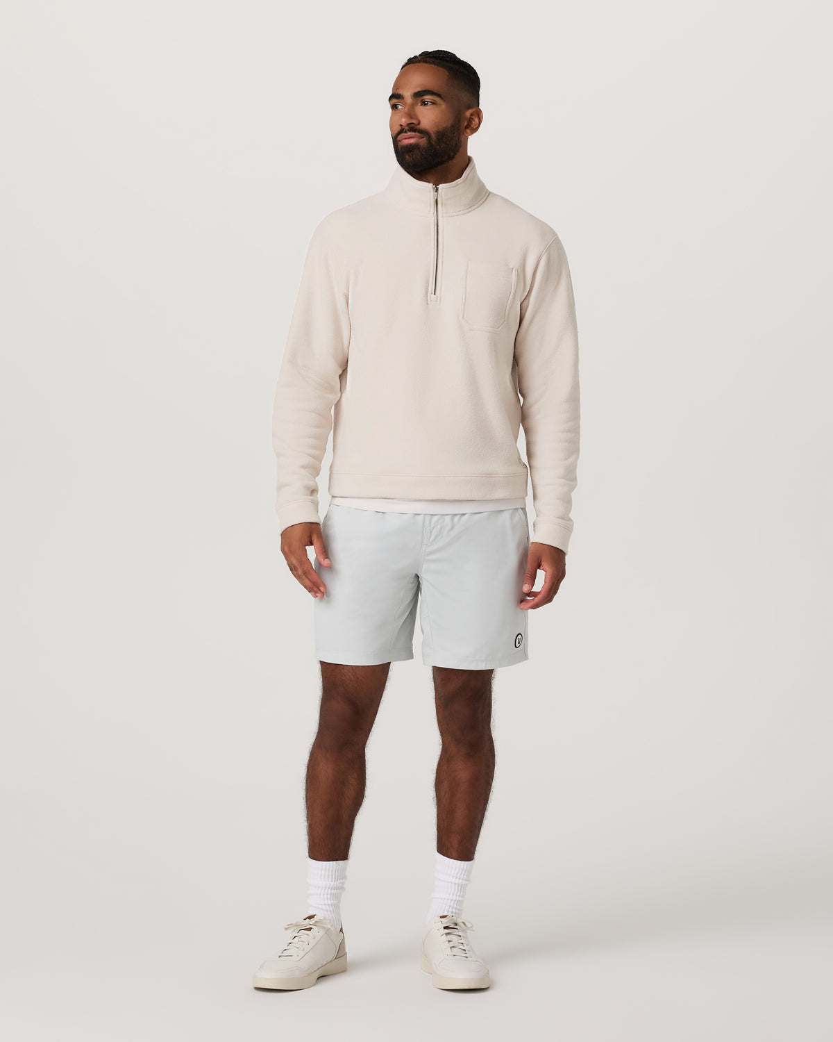 Beach Fleece 1/2 Zip - Relaxed Bone Heather Pullover - Image 4