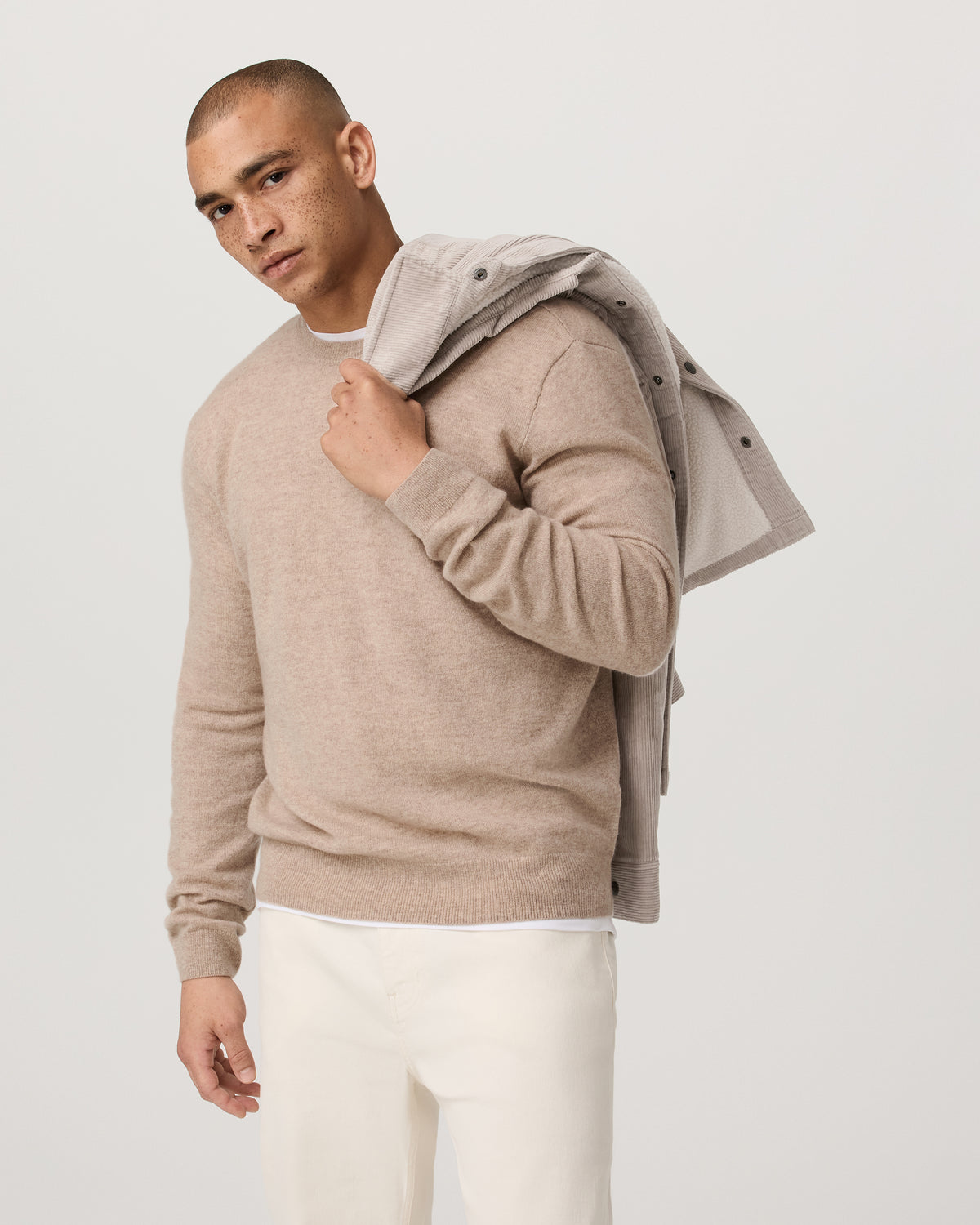 Berik Cashmere Sweater Men's Oatmeal Heather Sweater