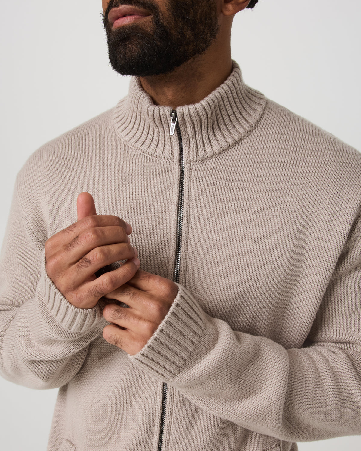 Denver Full Zip Sweater Men's Willow Grey Zip Sweater - Image 2