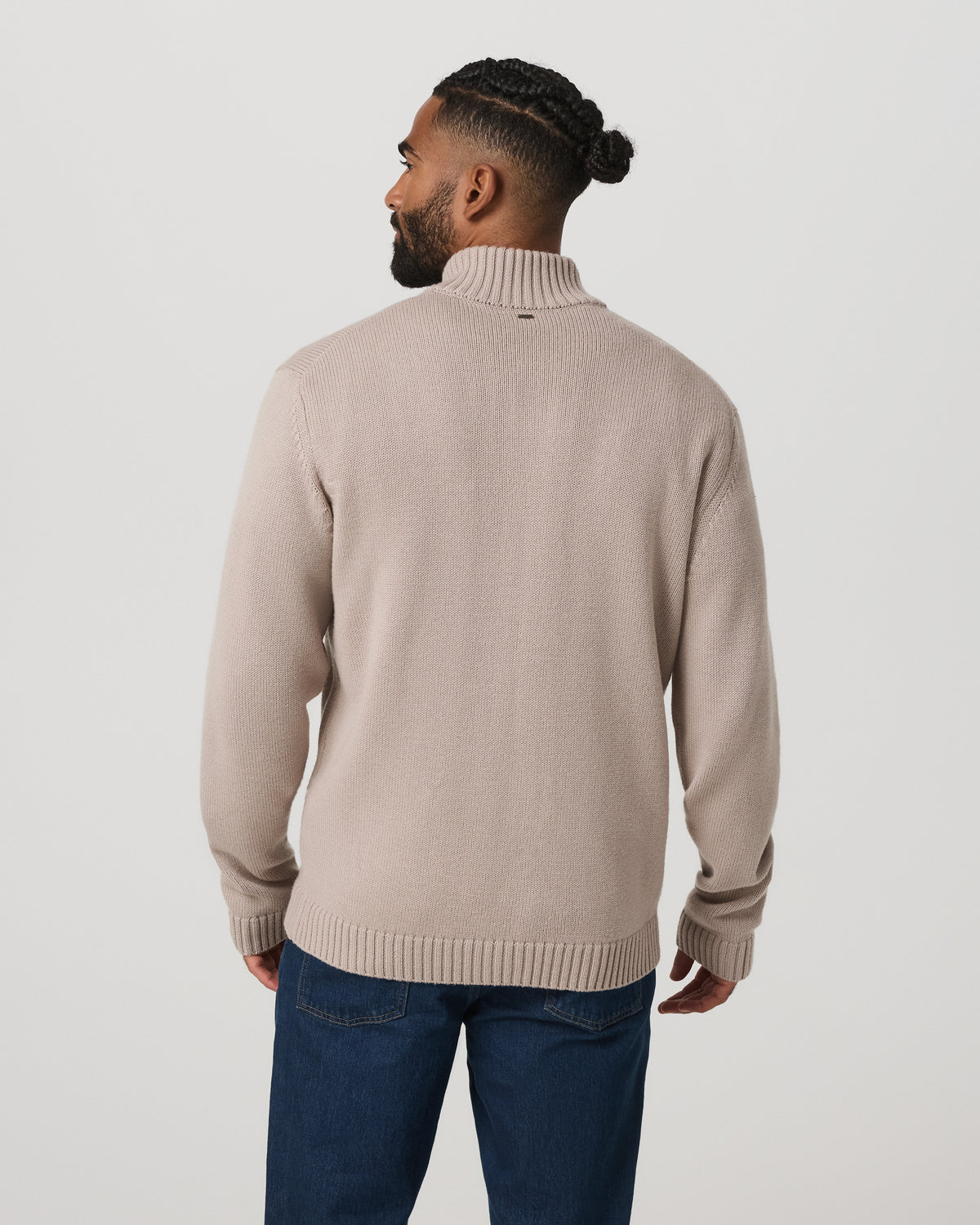 Denver Full Zip Sweater Men's Willow Grey Zip Sweater - Image 3