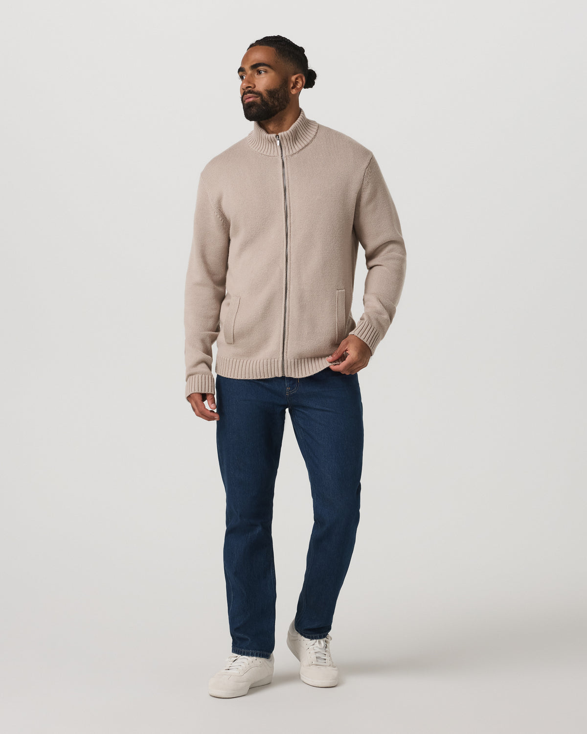 Denver Full Zip Sweater Men's Willow Grey Zip Sweater - Image 4