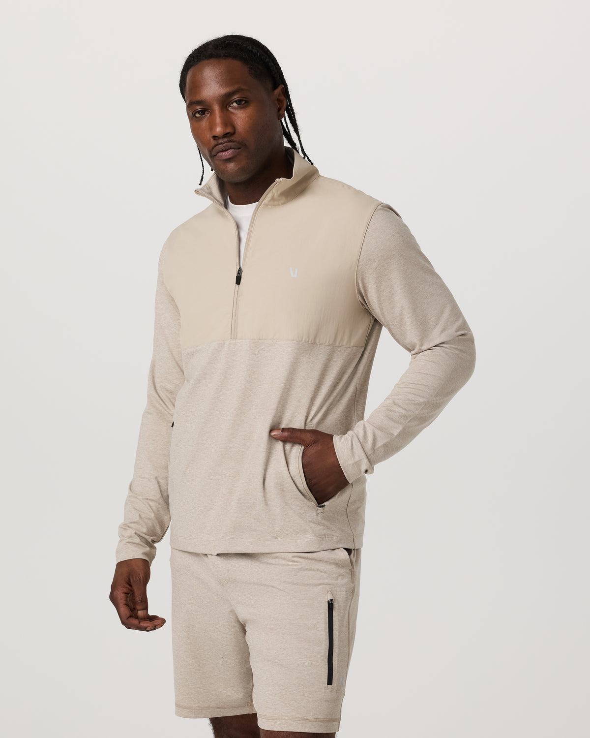 Sunday Element 1/2 Zip Men's Toast Heather Pullover - Image 3