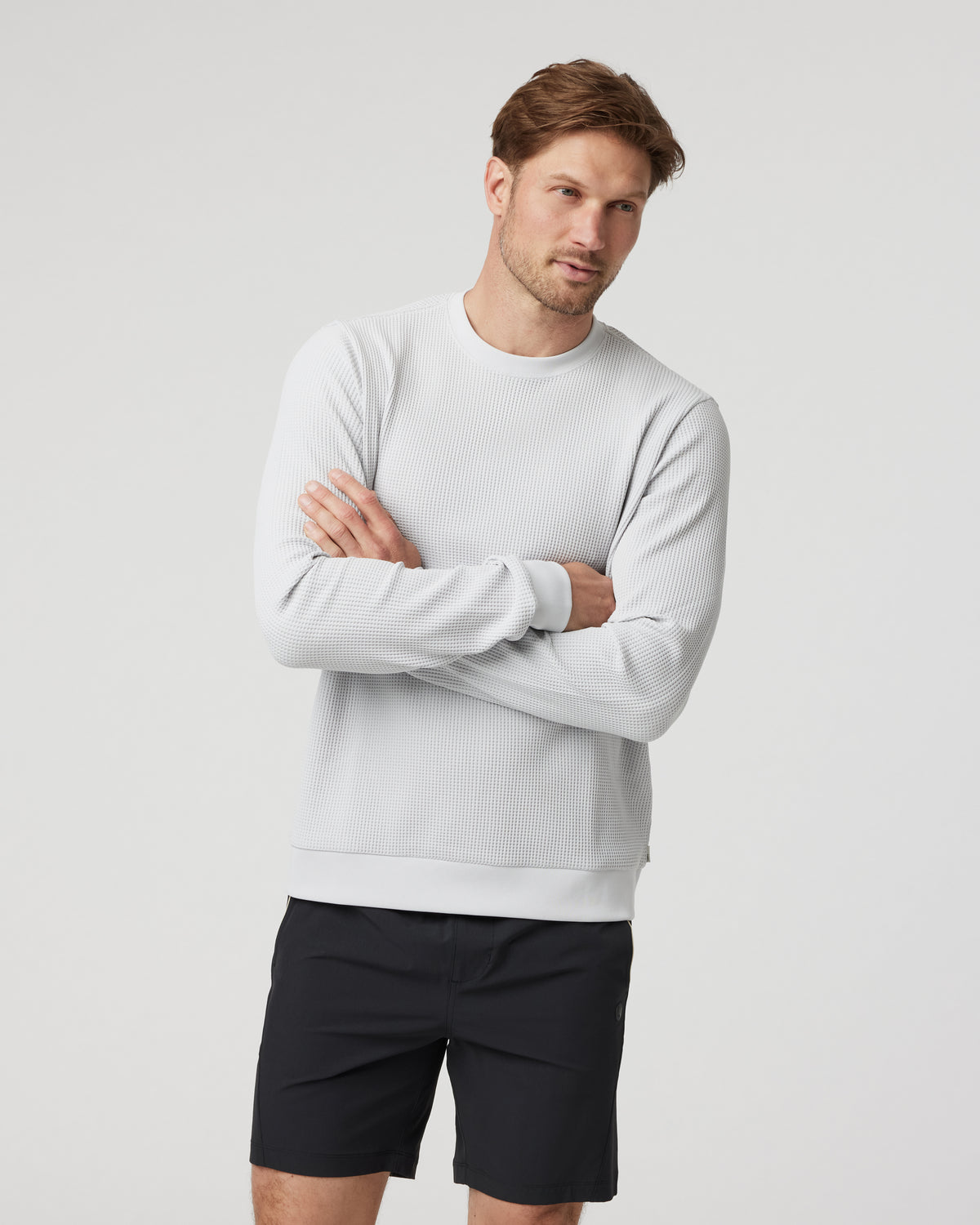 Jamestown Crew Men's Frost Grey Waffle Crewneck