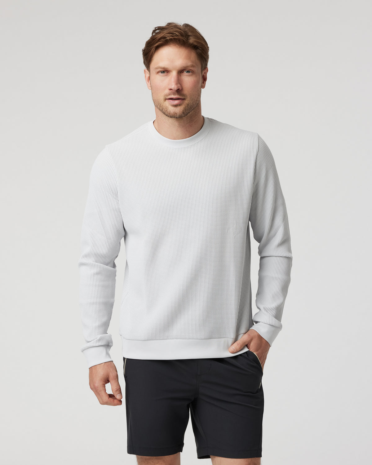 Jamestown Crew Men's Frost Grey Waffle Crewneck - Image 5