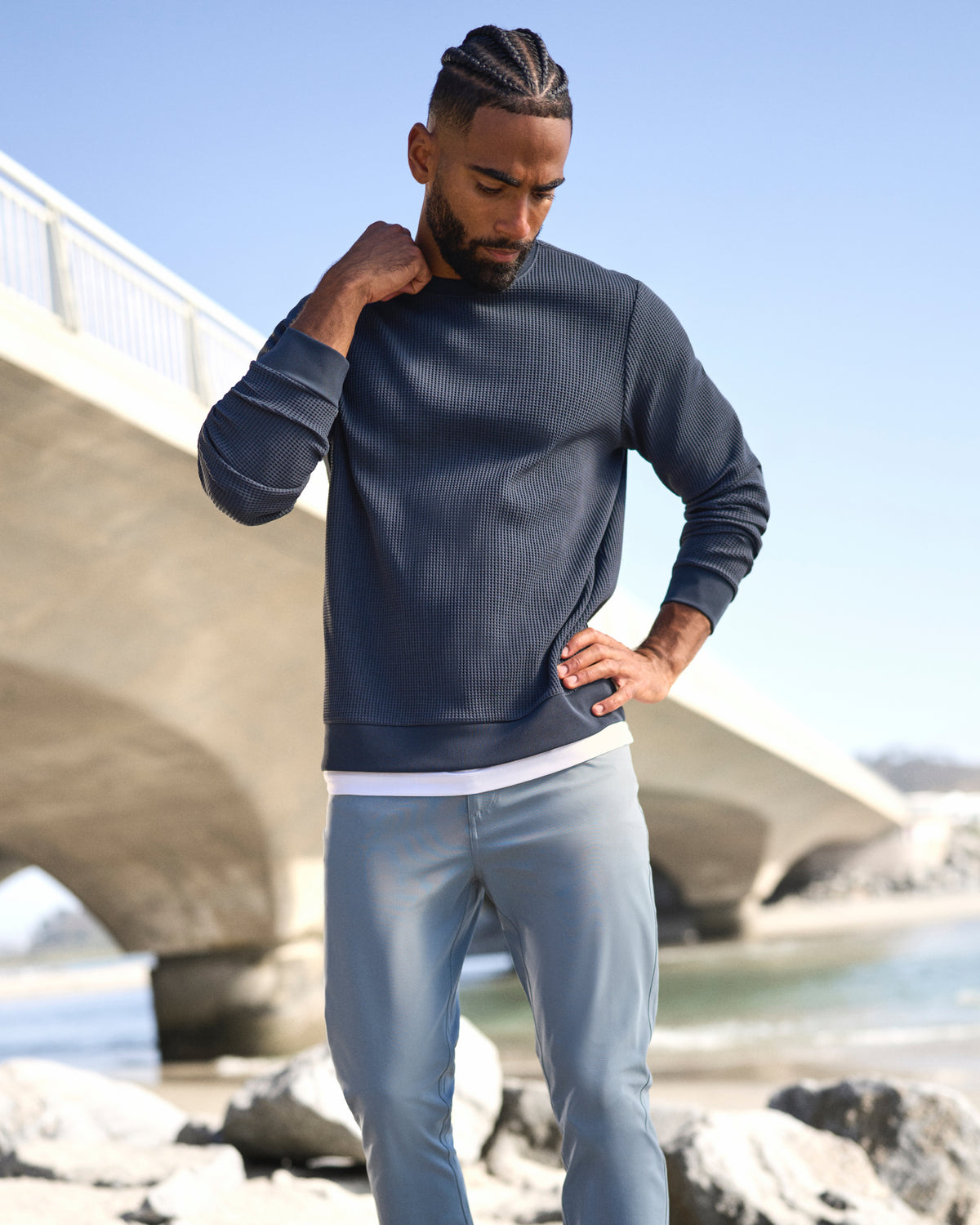 Jamestown Crew Men's Navy Waffle Crewneck - Image 3