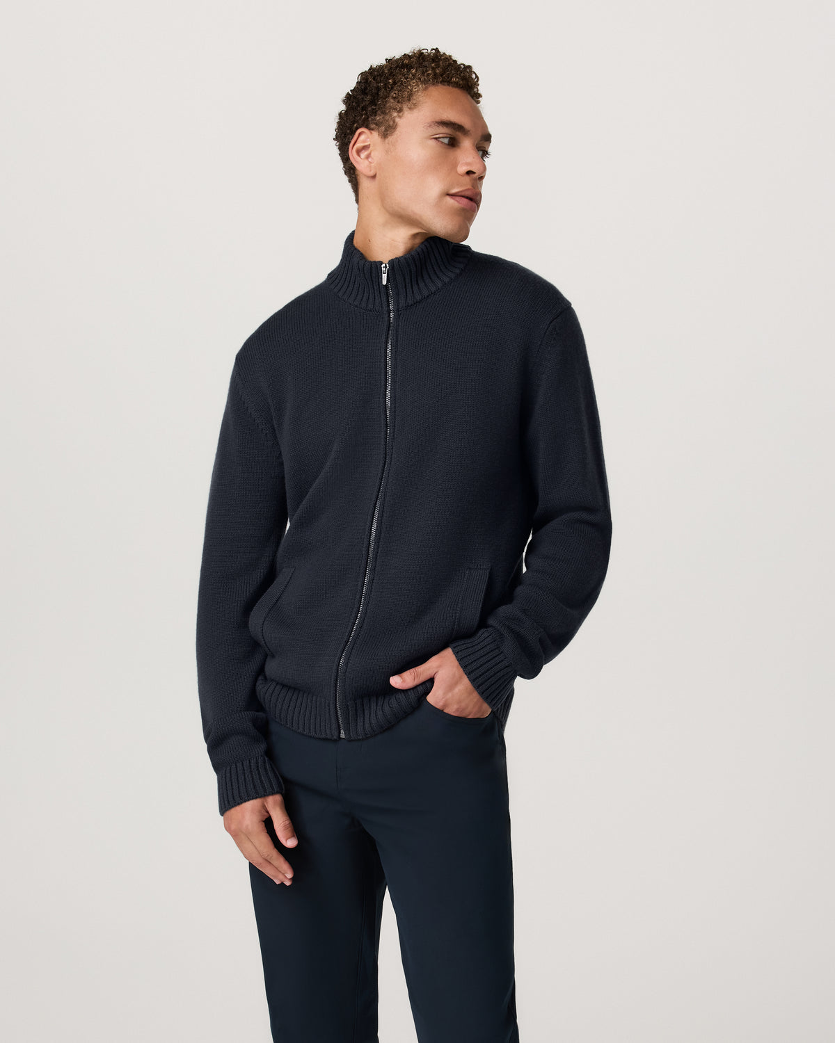 Denver Full Zip Sweater Men's Navy Zip Sweater