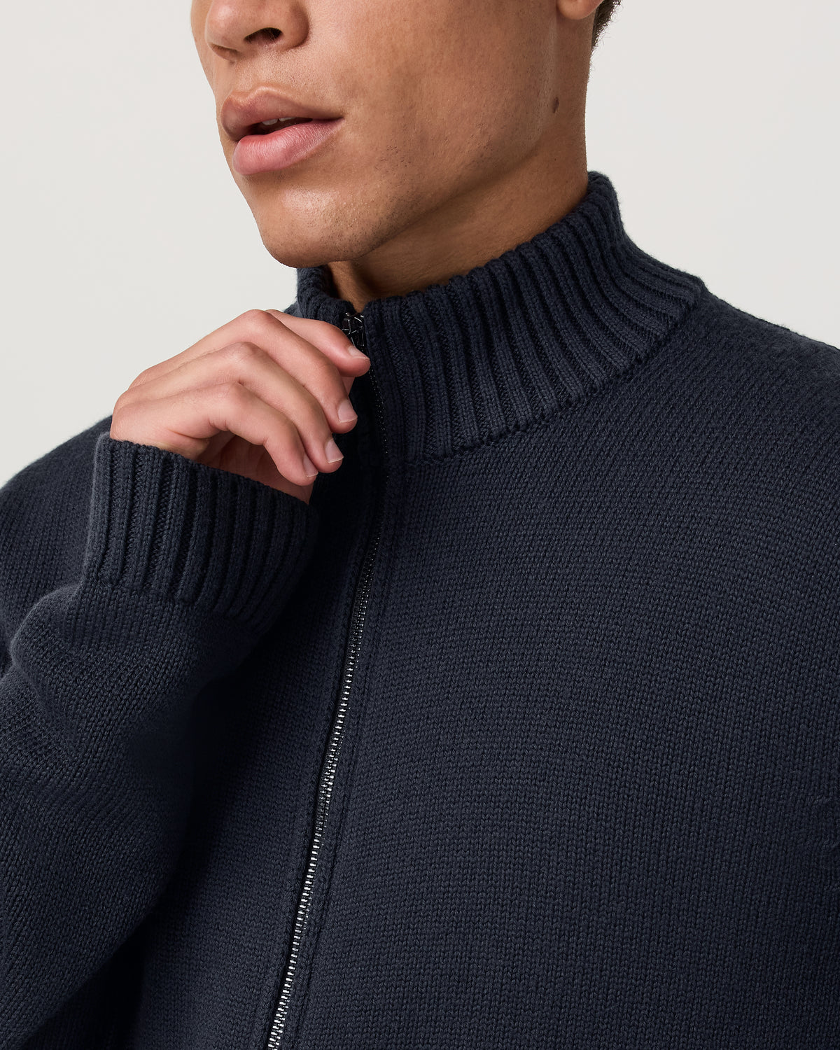 Denver Full Zip Sweater Men's Navy Zip Sweater - Image 2