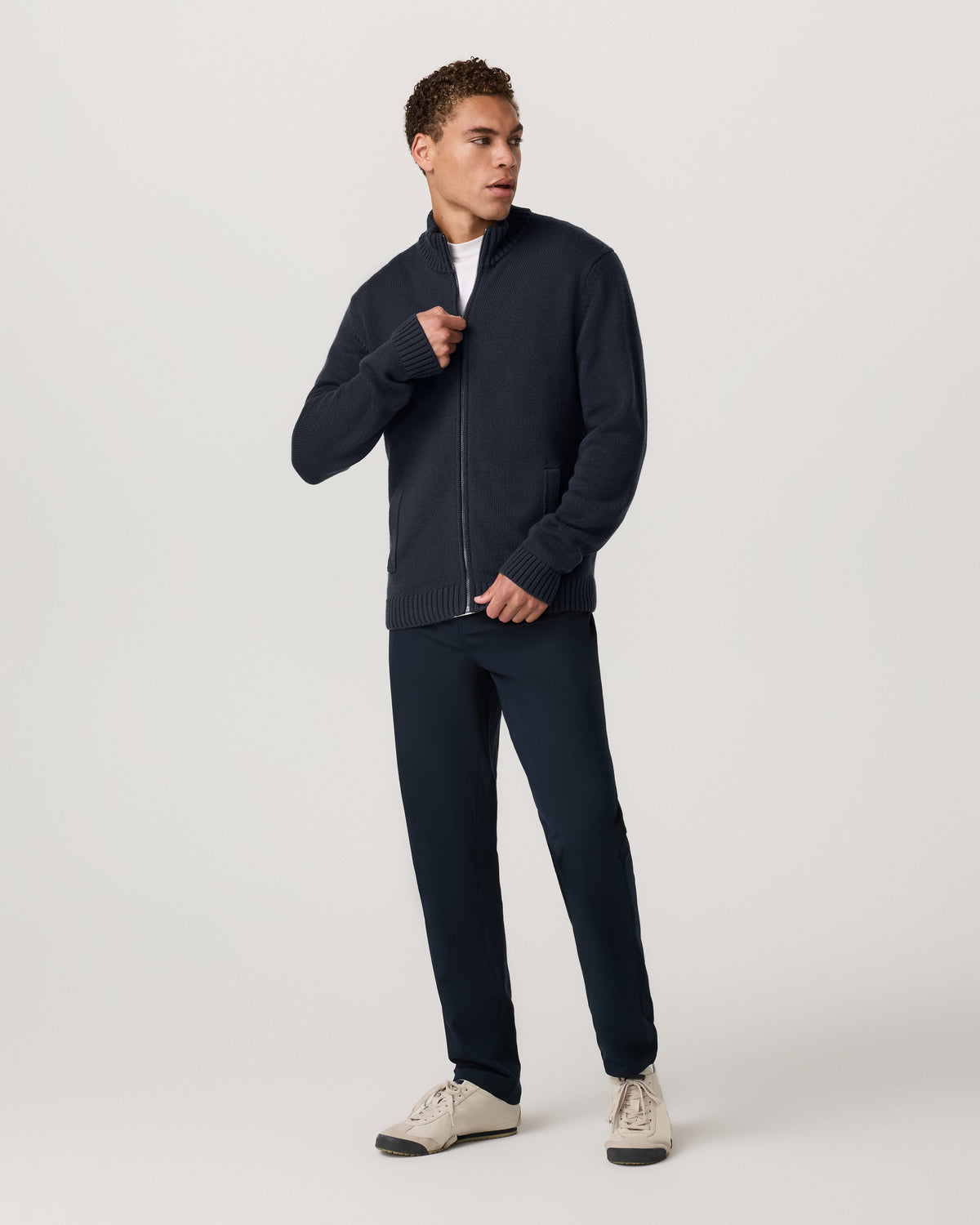 Denver Full Zip Sweater Men's Navy Zip Sweater - Image 4