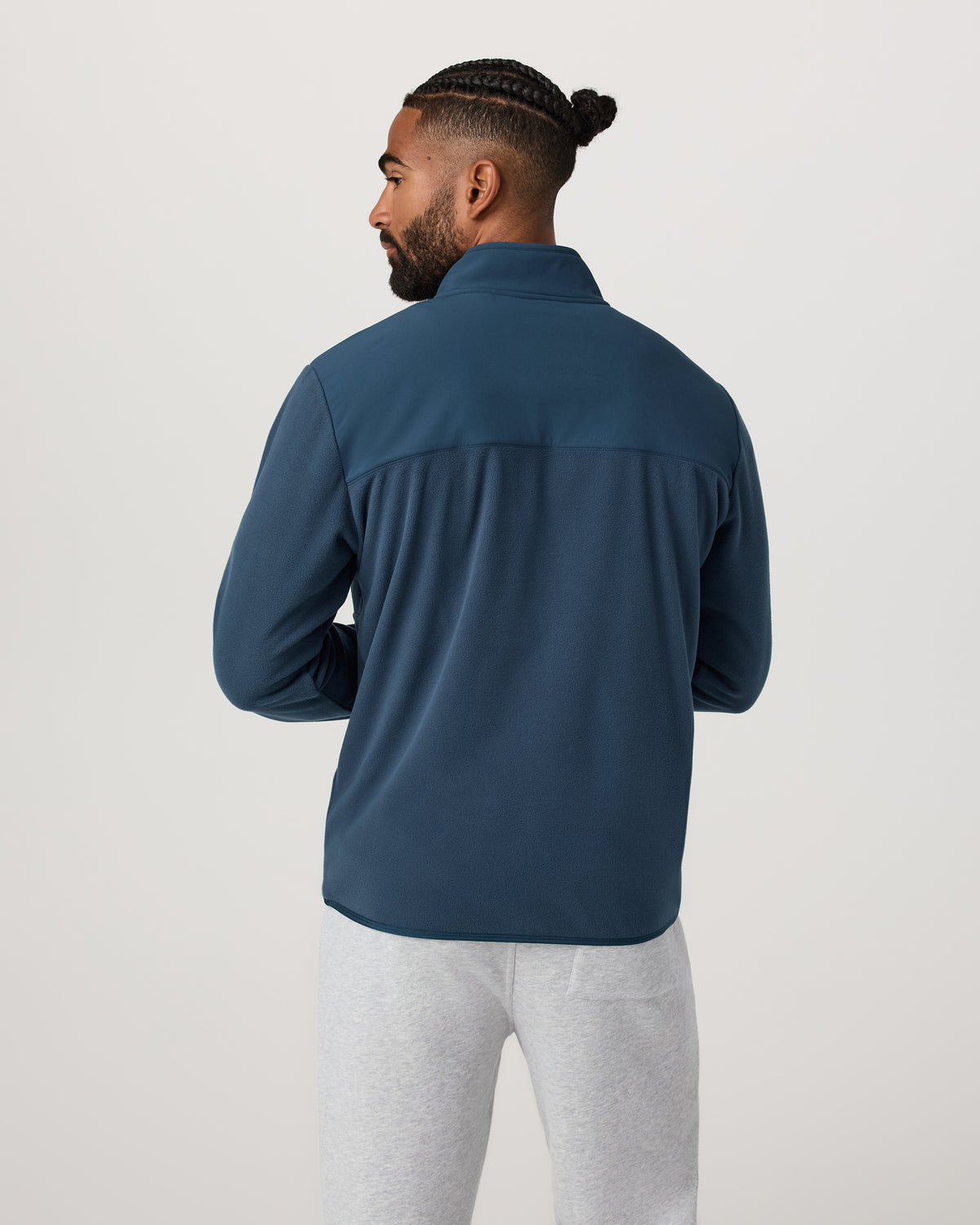 Aspen 1/2 Snap Men's Ocean Blue Mock-Neck Pullover - Image 3