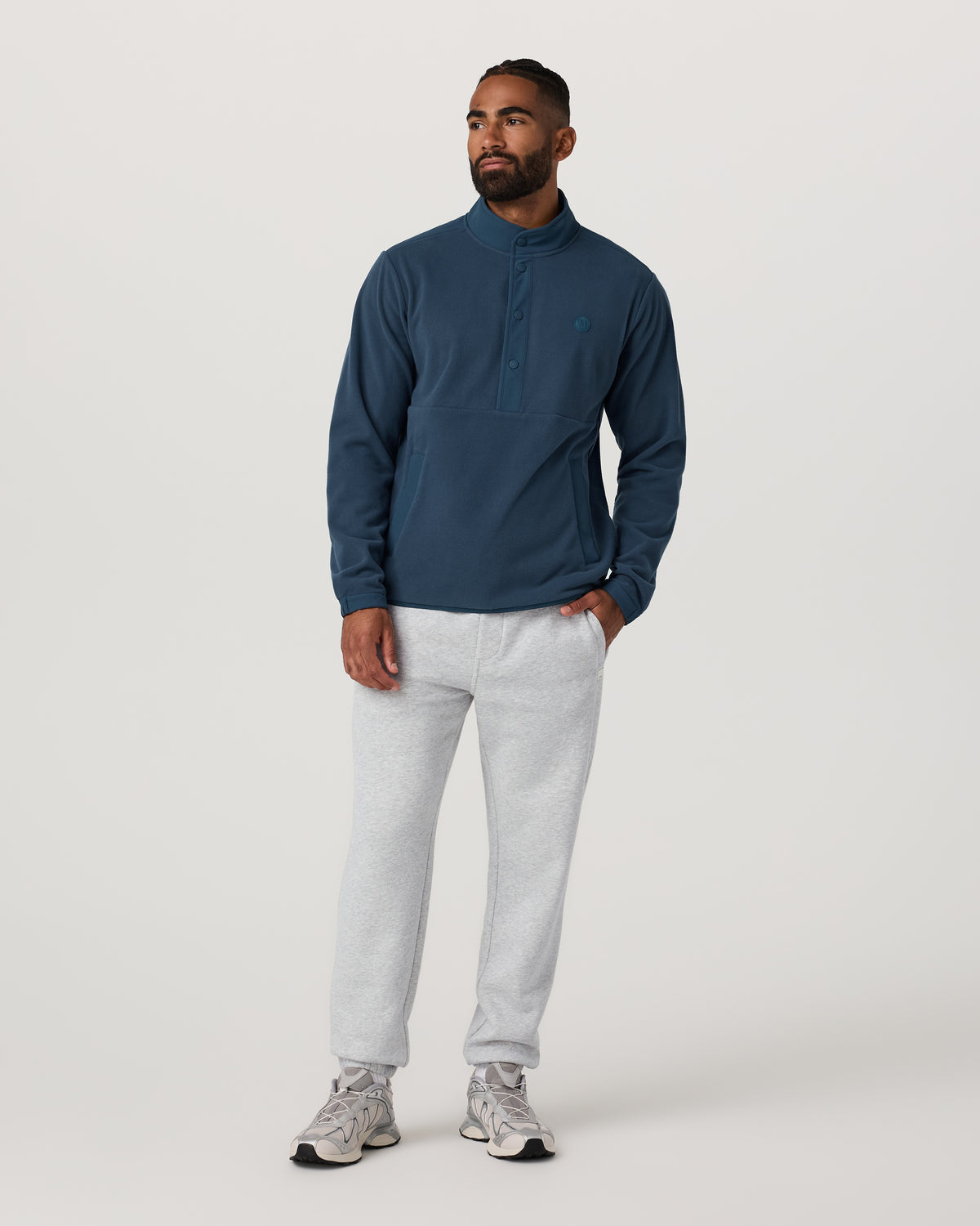Aspen 1/2 Snap Men's Ocean Blue Mock-Neck Pullover - Image 4