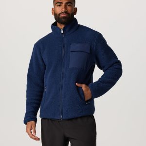 Alpine Fleece Full Zip Men's Blue Coast Mock Neck Jacket