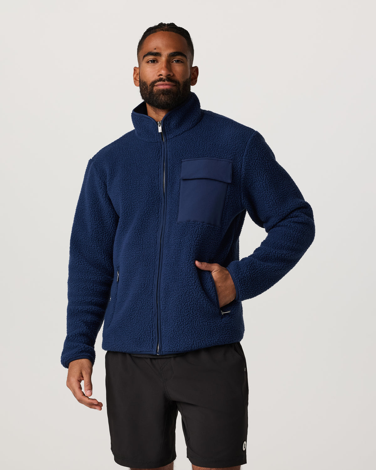 Alpine Fleece Full Zip Men's Blue Coast Mock Neck Jacket