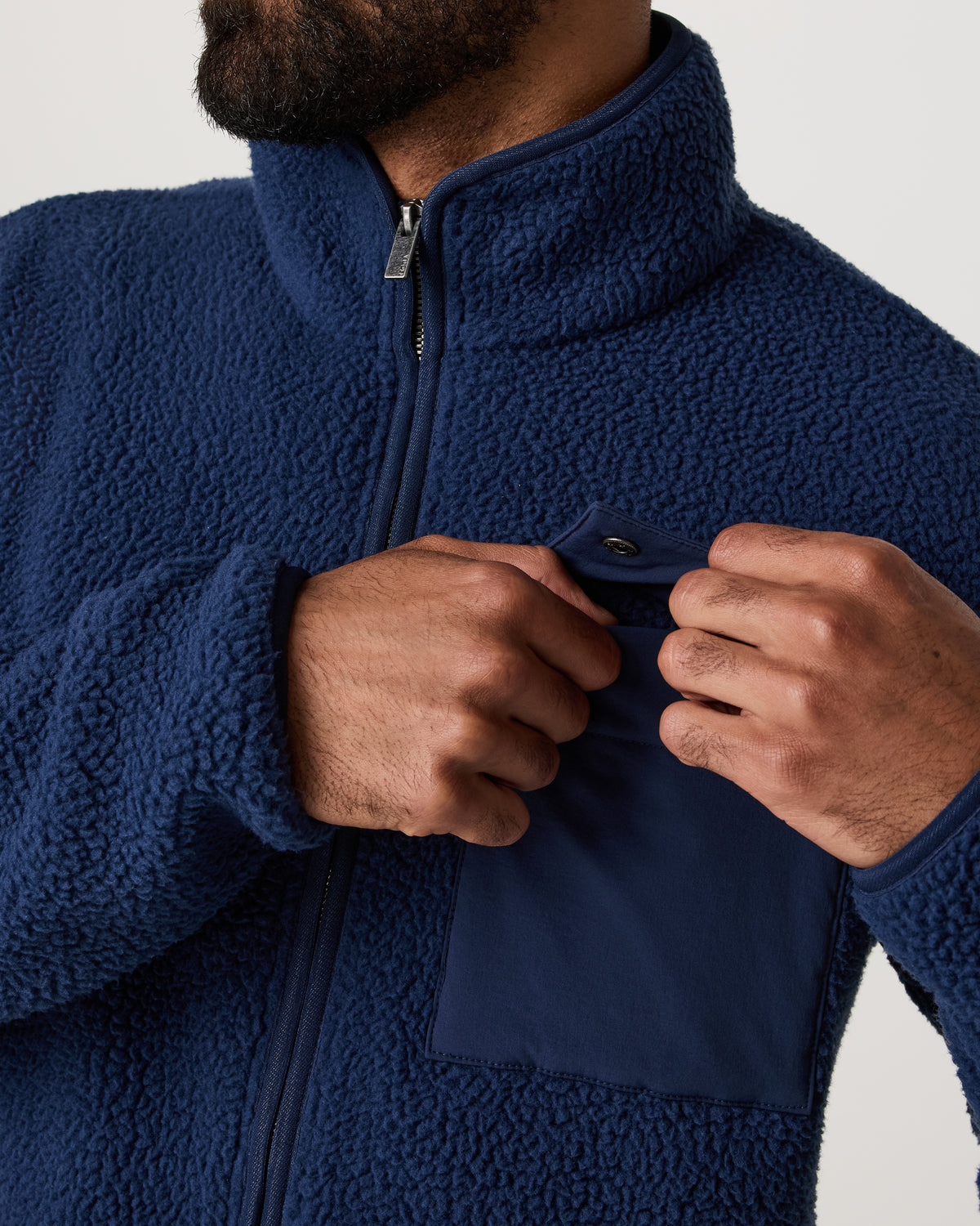 Alpine Fleece Full Zip Men's Blue Coast Mock Neck Jacket - Image 2